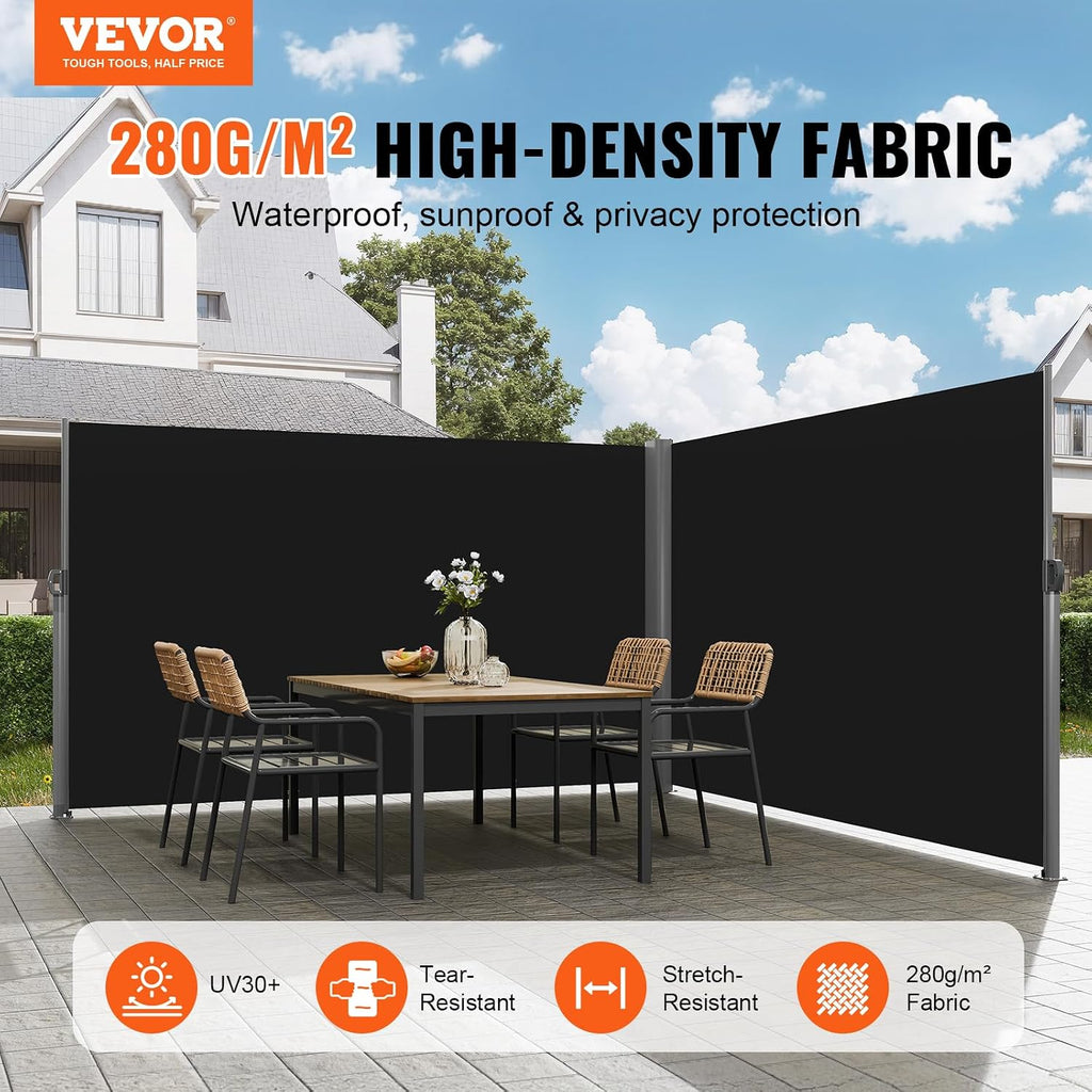 Retractable Side Awning, UV 50 71''x 236'' Full Aluminum Rust-Proof Patio Sunshine Screen, 280 g Thicken Privacy