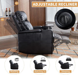 ANJ Power Recliner Chair with USB Ports, Faux Leather Home Theater Seating with Swivel Tray Table