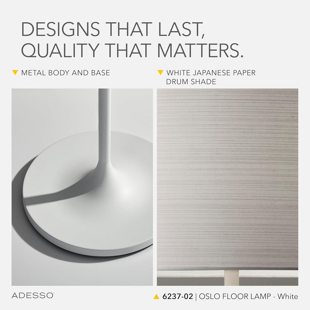 Floor Lamp with Scratch Proof and Corrosion Resistant Body - Perfect Lighting and Corner Decor, Matte White