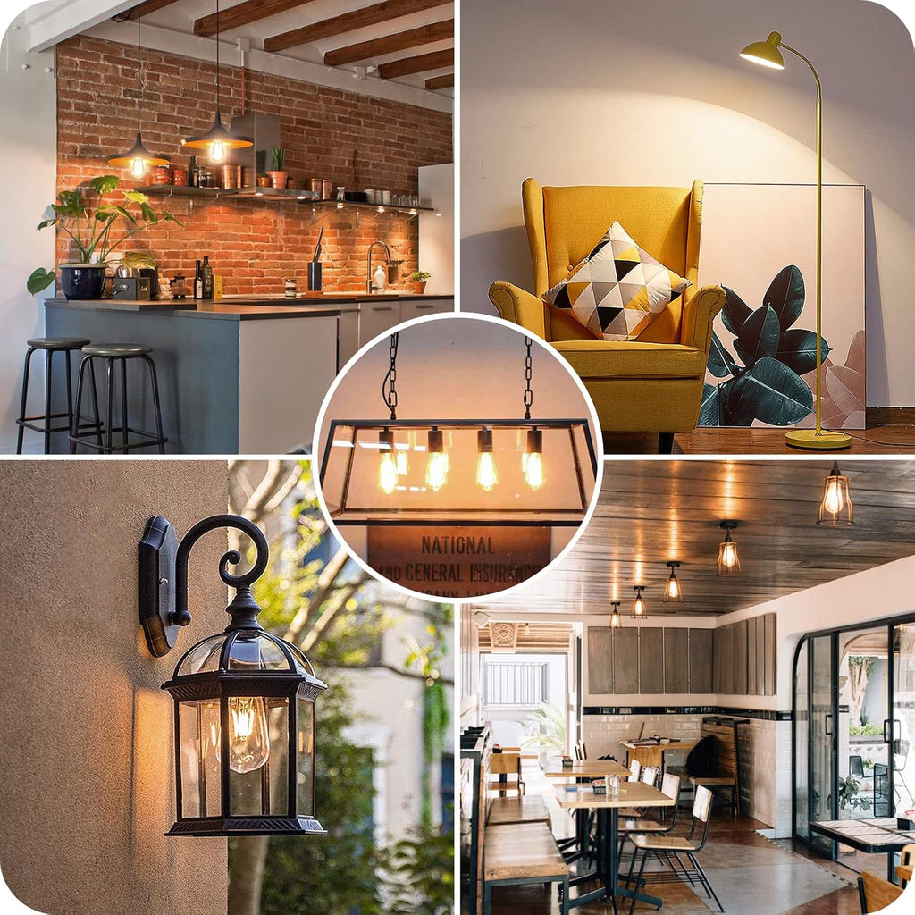 4-Pack Vintage LED Edison Bulbs 100W Equivalent 1400LM High Brightness 8W ST58 LED Filament Light Bulbs 3000K Warm