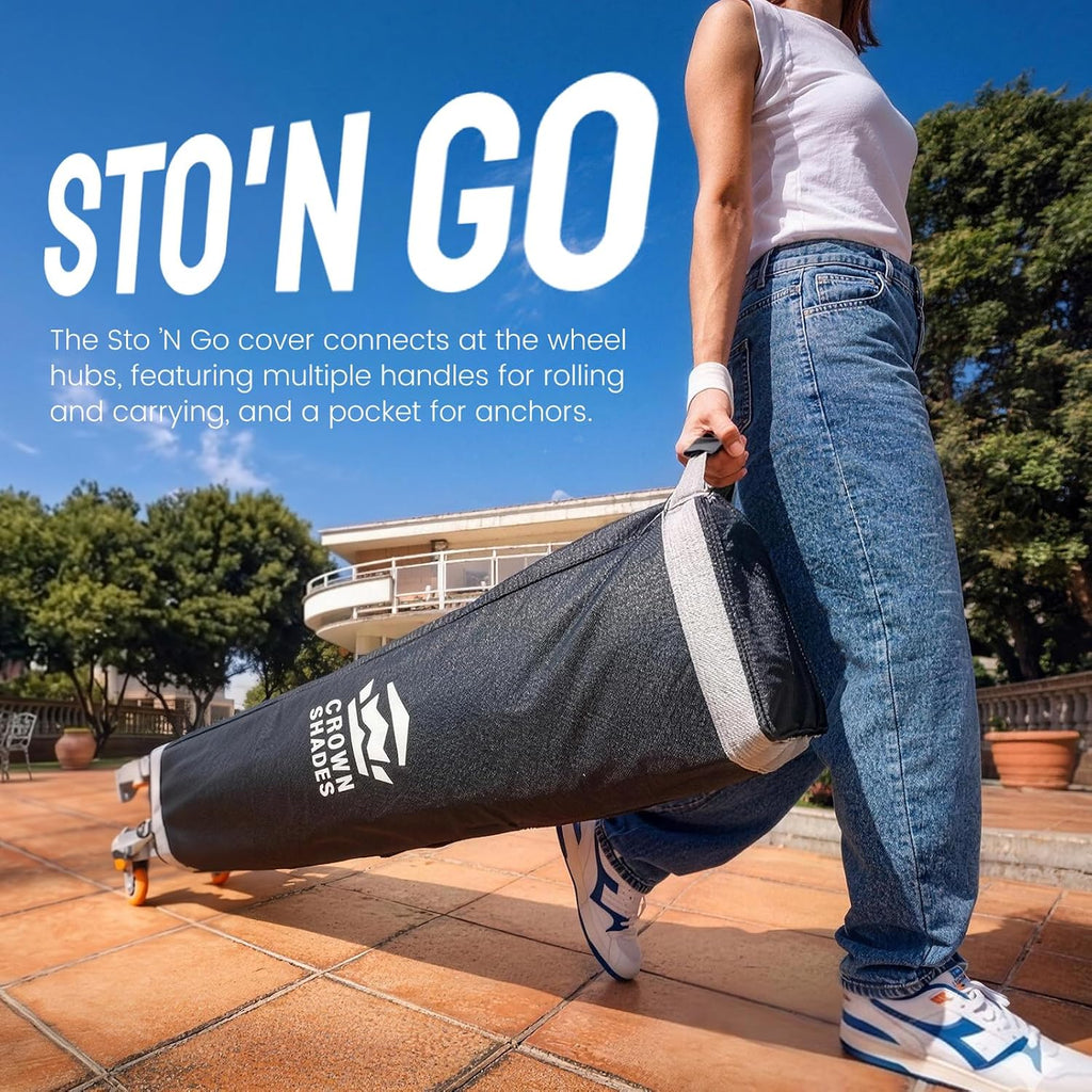10x10 Pop Up Canopy Tent, Grid Grey | Beach Tent with One Push Setup,STO-N-Go Cover Bag,Silver Coated Top,Outdoor Sun