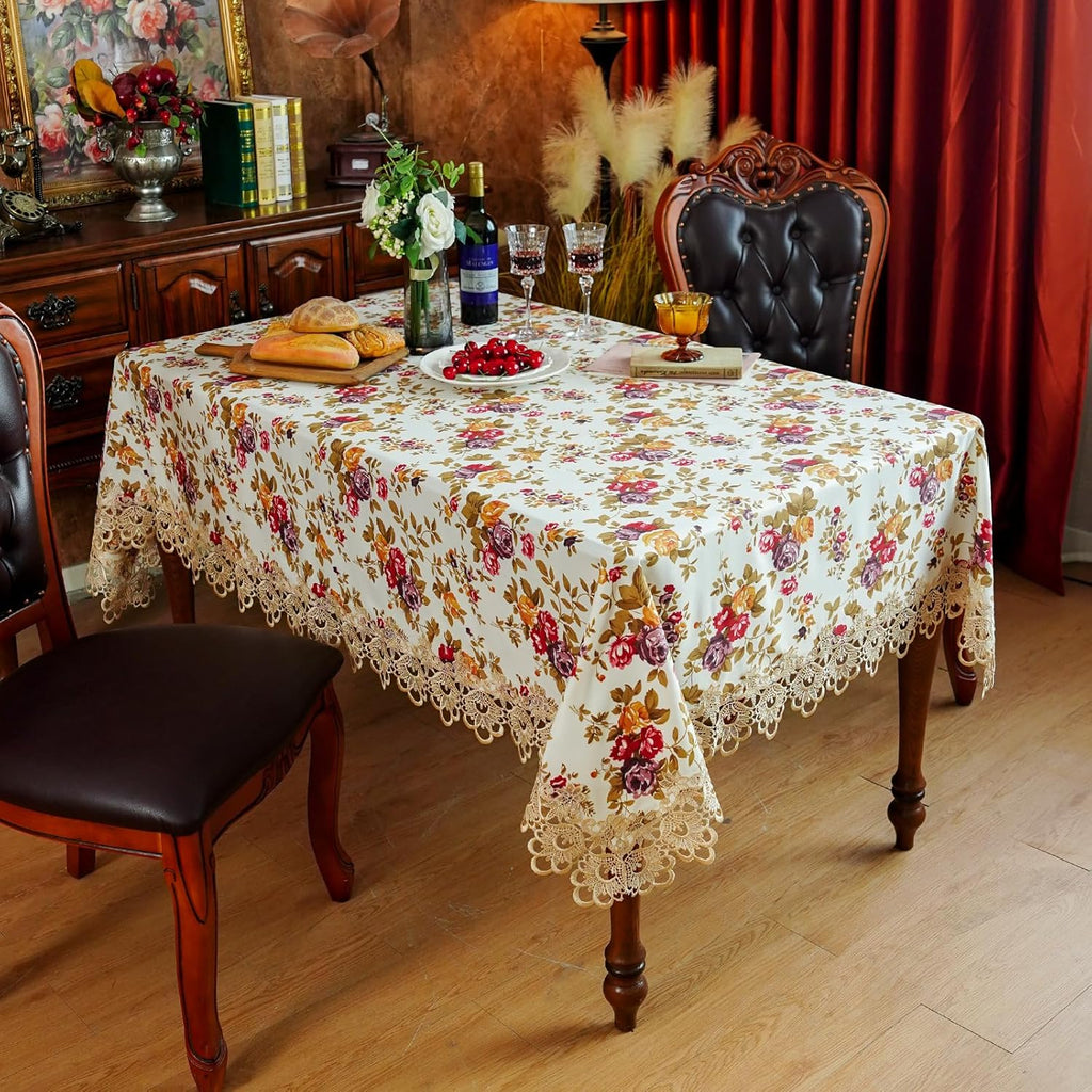 Lace Tablecloth Embroidery Lace Floral Tablecloths Rectangular Vintage Jacquard Fabric Table Cover D