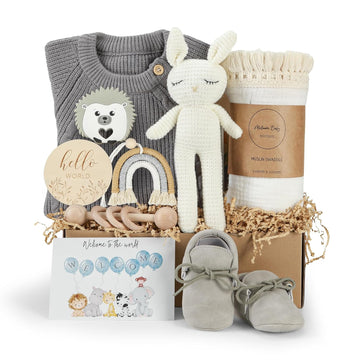 Baby Gift Set, Baby Boy Newborn Gifts Box, Boho Gender Neutral Unisex Baby Essentials, Baby Shower Gifts for New