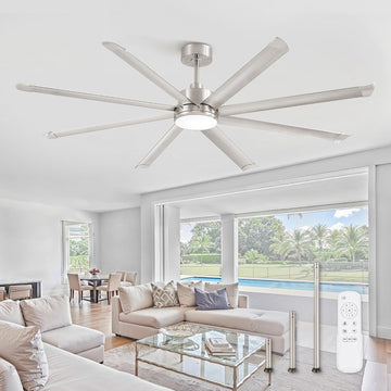 84" Ceiling Fan with LED Light and Remote - Nickel