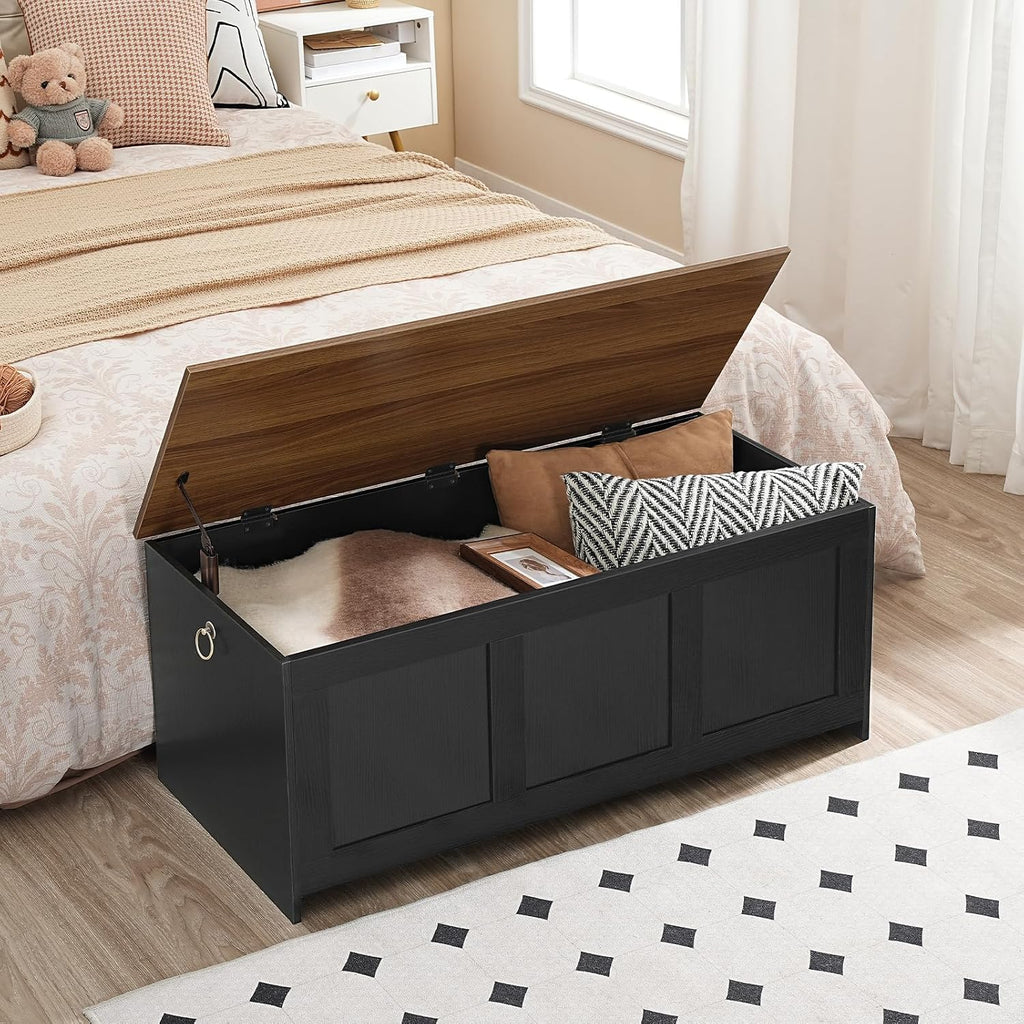 Storage Bench, 39.3" Retro Wooden Storage Chest, Wooden Storage Trunk, Toy Chest with Lift Top, Multifunctional
