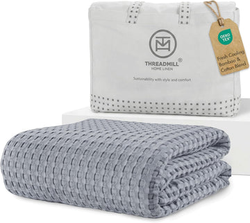 Cooling Waffle Blanket King | Breathable, Lightweight and Cooling | Made from Rayon Derived from Bamboo | Waffle