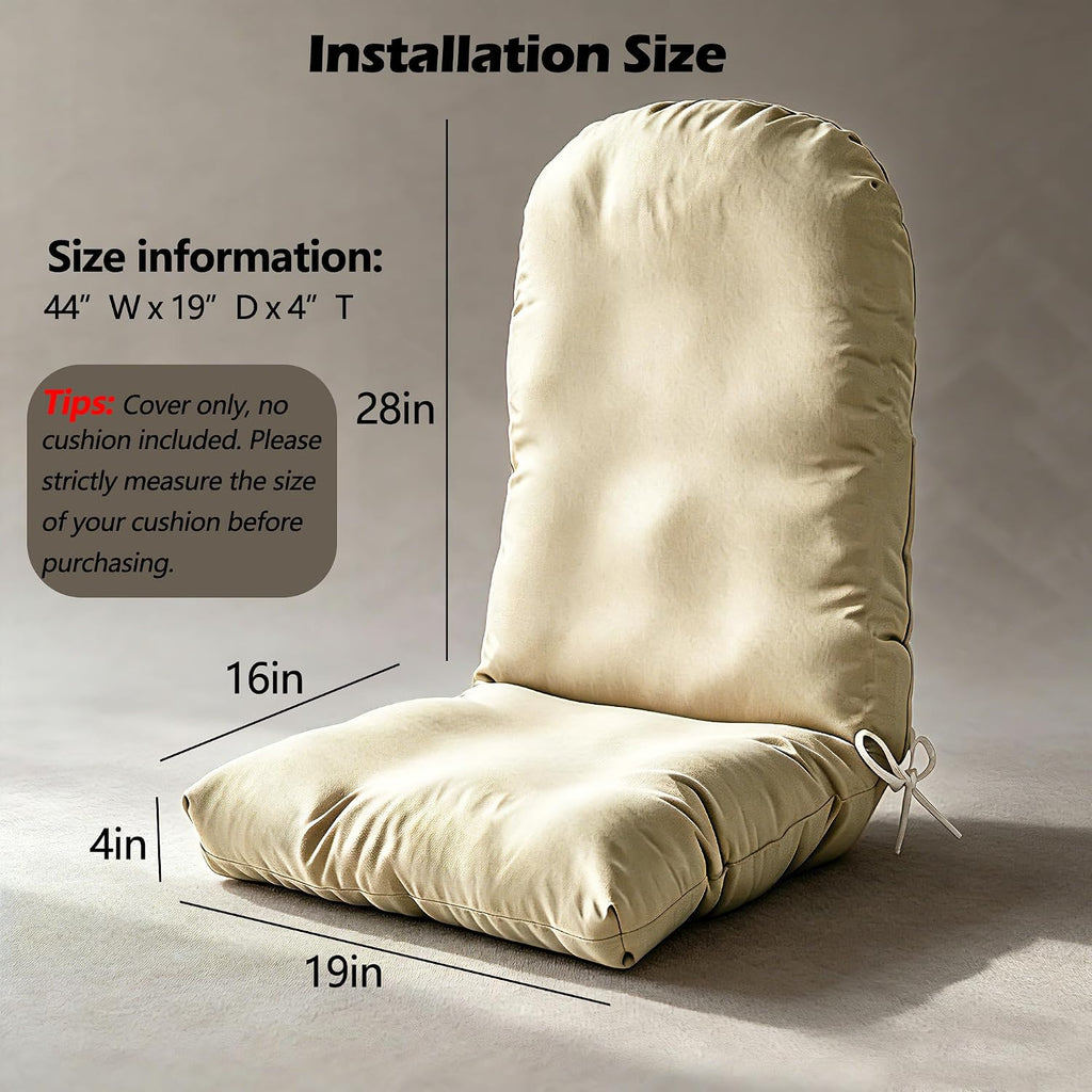 Adirondack Chair Cushion Cover 44x19x4 in, 2PCS Rocking Chair Cushion Cover | Waterproof, Machine Washable High Back
