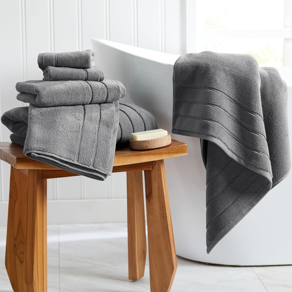 Luxury Turkish Cotton Bath Towels Set | 2-Pack | Grey | 100% Turkish Cotton | Premium Bath Towels | Ultra Soft Thick