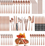 69 Pieces Rose Gold Silverware Set with Steak Knife Service for 8