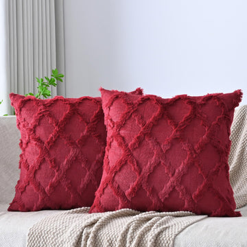 Set of 2 Soft Moroccan Throw Pillow Covers 20x20 Inch Plush Boho Decorative Pillow Cover Accent Cushion Case for