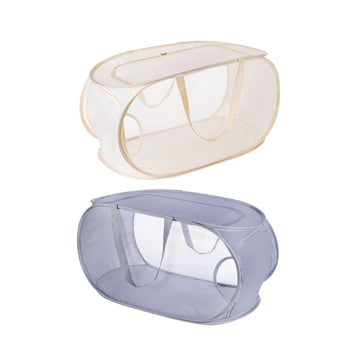 2 Pcs Mesh Popup Laundry Hamper, Opening Laundry Basket, Popup Laundry Basket with Durable Handles, Foldable Pop-up