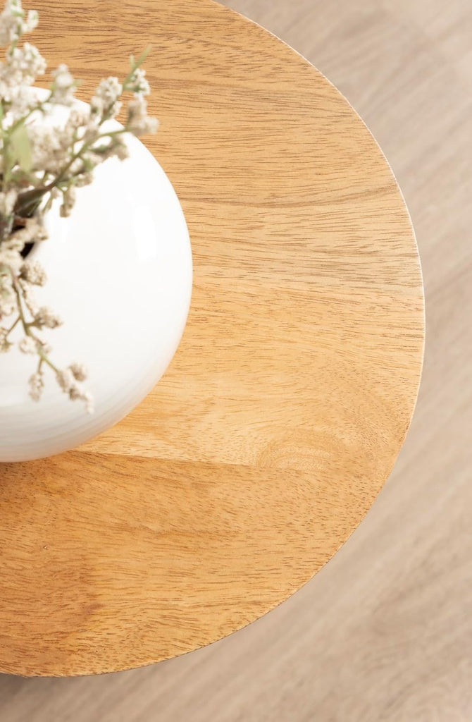 Hemingson Modern Mango Wood Round Drink Table, 10 x 10 x 22, Natural Wood, Mid-Century Circle Pedestal Table for Use