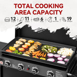 4-Burner Propane Gas Griddle with Removable Cart, Convertible Tabletop Flat Top Grill with Hood for Camping and Backyard