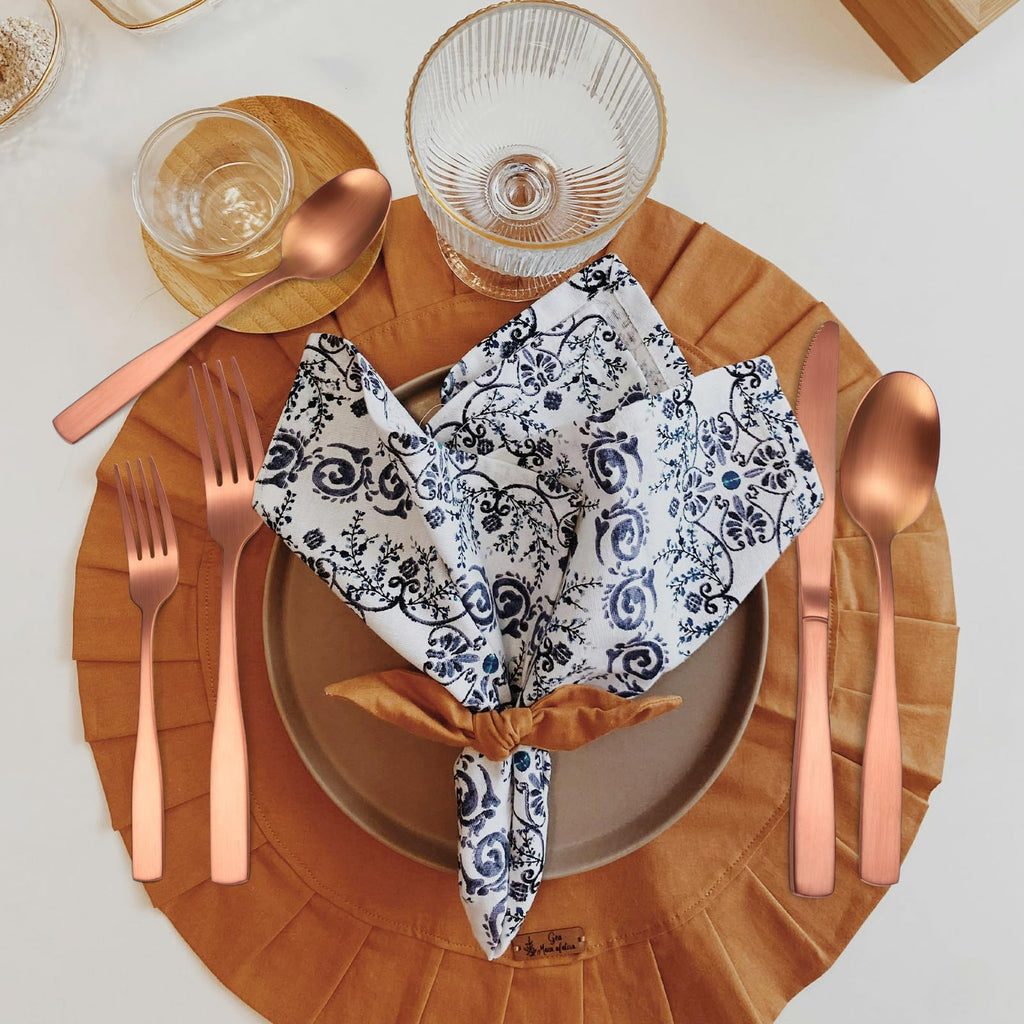 Rose Gold Silverware Matte Stainless Steel Flatware Utensils Set Service for 6 Modern Cutlery Eating Utensils include