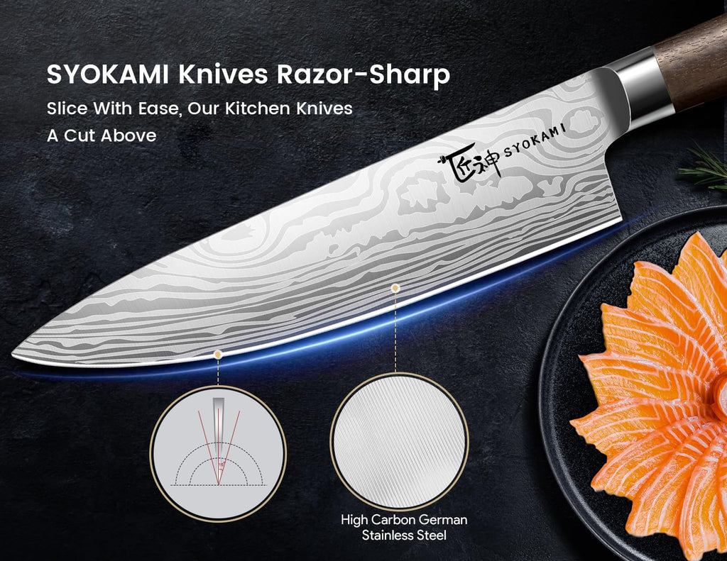 2026 Upgrade Knife Set 14 Piece Japanese Style Kitchen Knife Set With 360° Rotatable Magnetic Block, High Carbon
