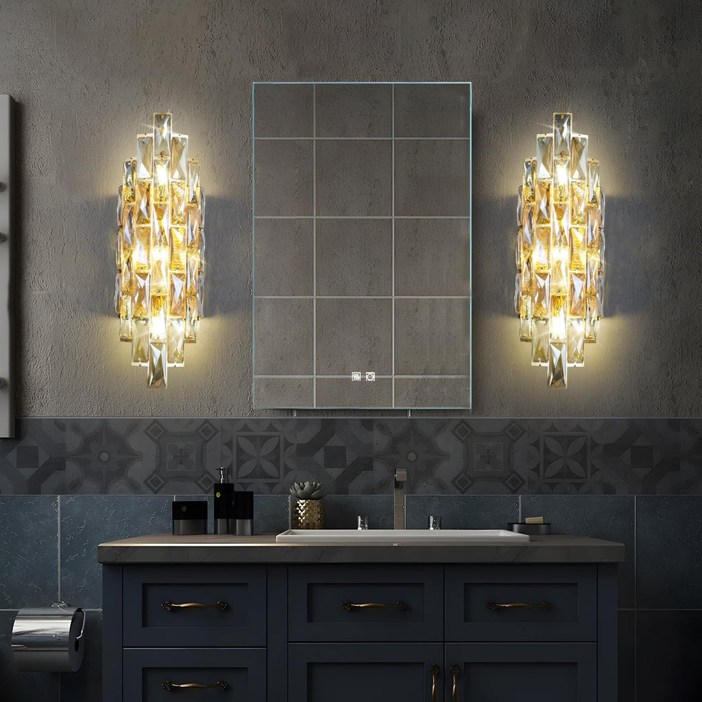 Modern Crystal Wall Sconces,Gold Wall Light Fixtures, Luxury Indoor Wall Lamp,Crystal Vanity Wall Mount Lamps,Wall