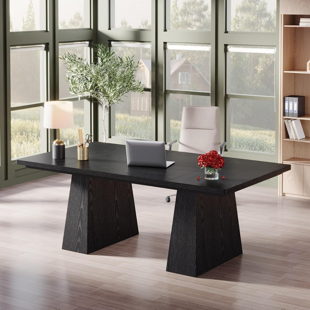 63-Inch Executive Desk, Large Office Computer Desk with Double Pedestal