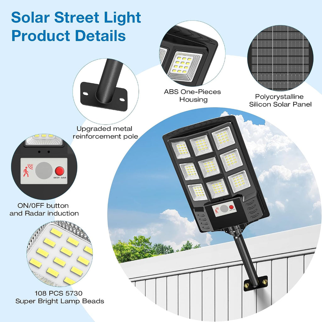 Solar Lights Outdoor, 6500K Motion Sensor Security Lights, 2-Pack | IP66 waterproof with dusk to dawn lighting