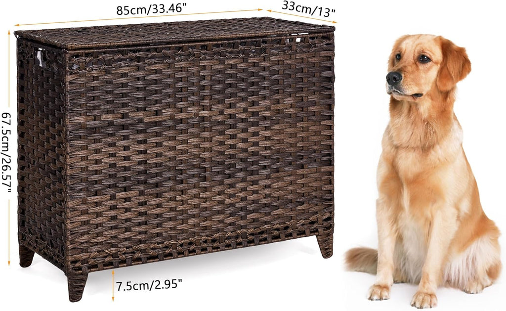 Laundry Hamper with 4 Removable Liner Bags, 176L Laundry Sorter with Lid | Raised Feet; Side Carry Handles; Handwoven