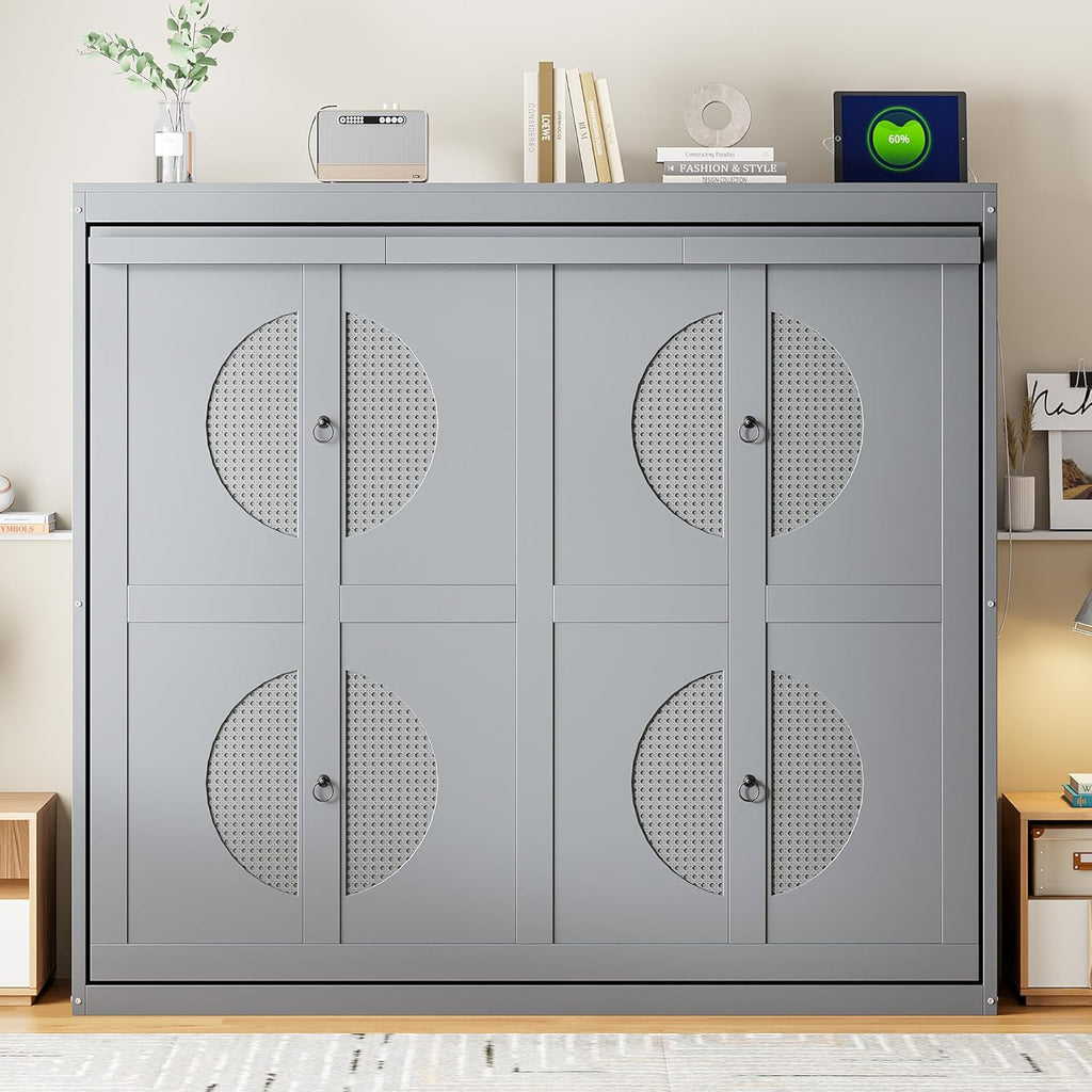 Full Murphy Bed,Space Saving Wall Bed can Be Folded into a Cabinet,Solid Wood Murphy Beds for Guest Room,Home