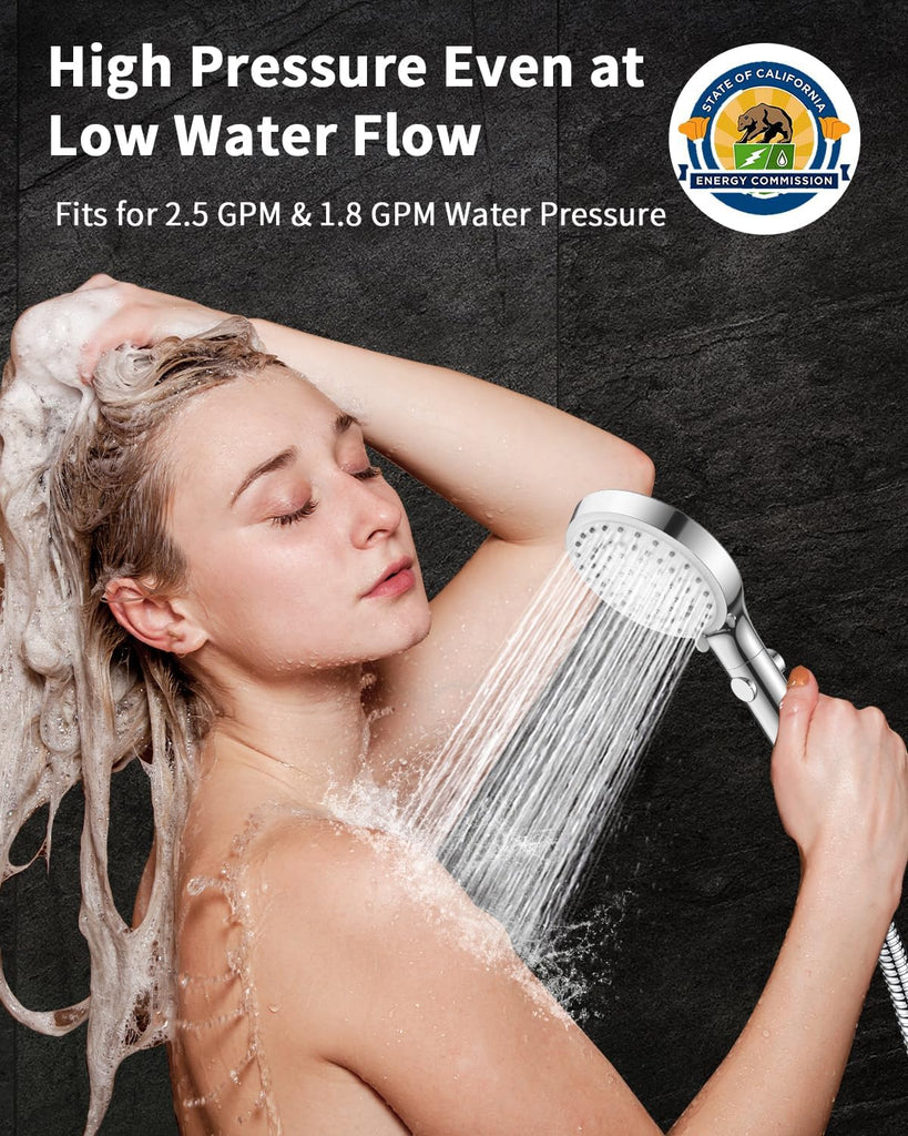 Shower Head with Handheld, High Pressure Handheld Shower Head with 80" Extra Long Stainless Steel Hose & Adjustable