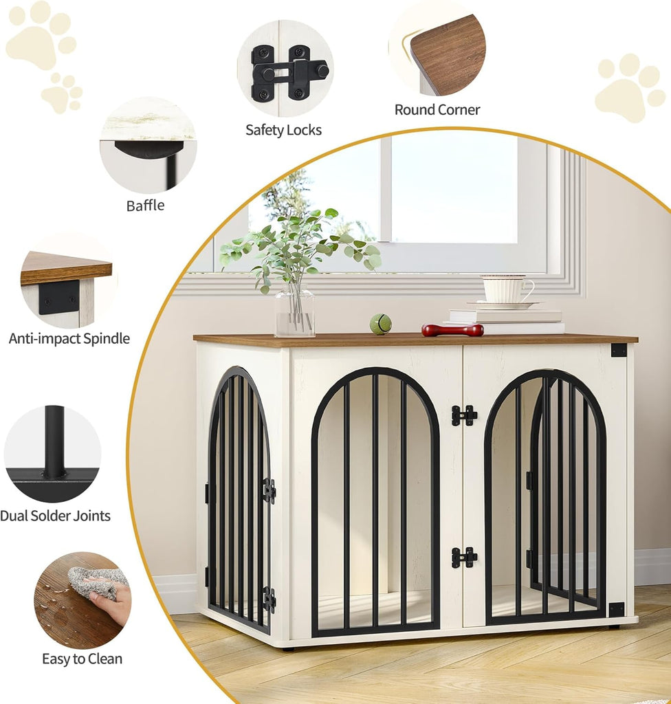 31.5'' Wooden Dog Crate Furniture, Indoor Dog Kennel Dogs Cage for Small/Medium Dogs