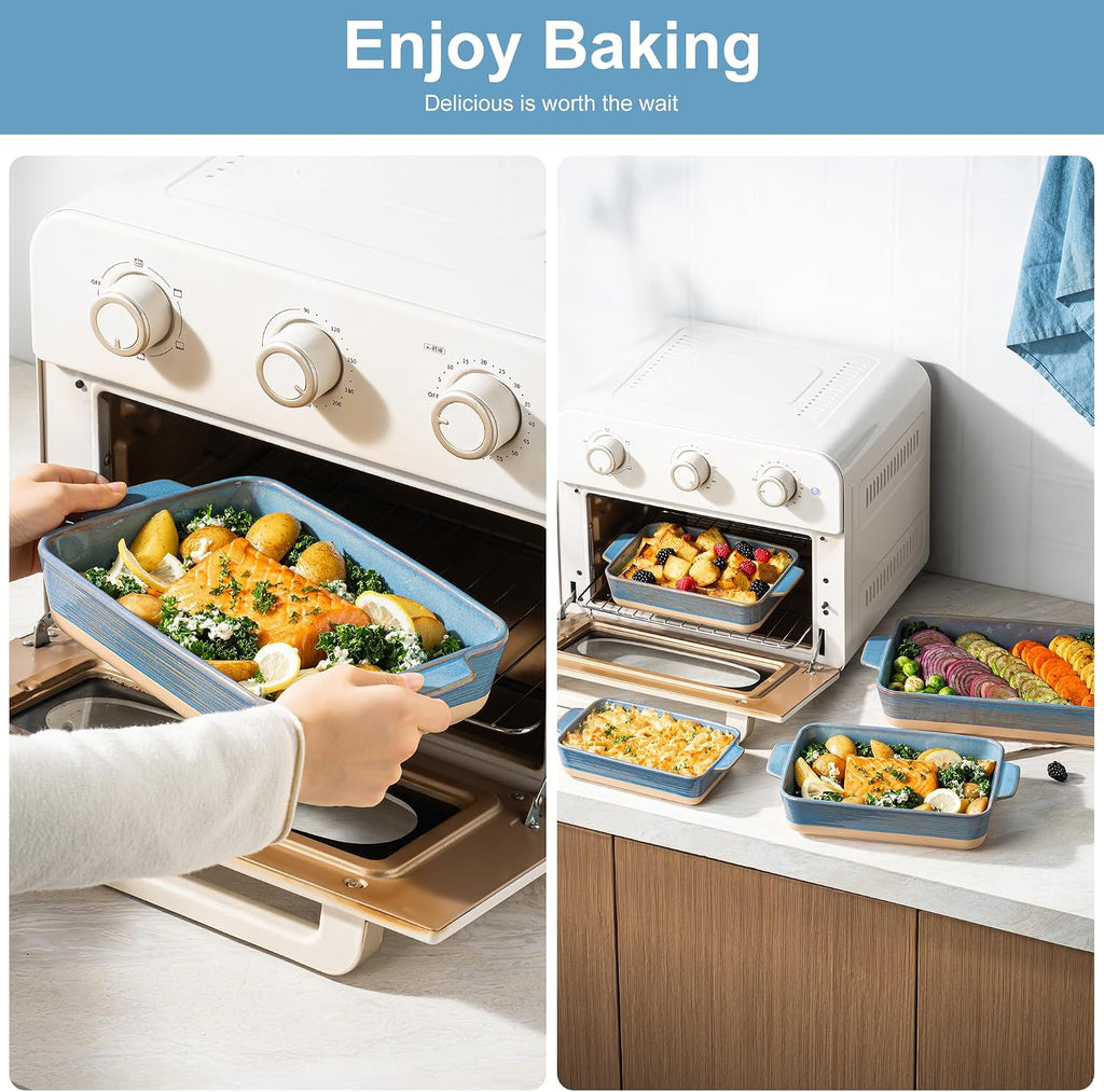 Casserole Dishes for Oven, Dishes, Ceramic Bakeware Sets of 4, Rectangular Pan Set with Handles for , Casserole