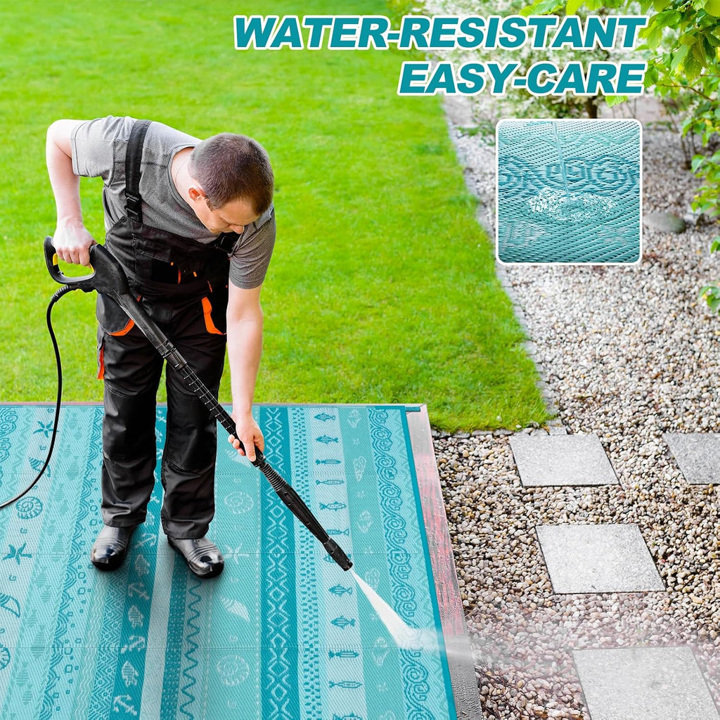Outdoor Plastic Straw Rug, Waterproof Outdoor Rugs 9x12