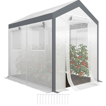 8' x 6' x 7.5' Walk-in Greenhouse Outdoor Gardening Canopy White