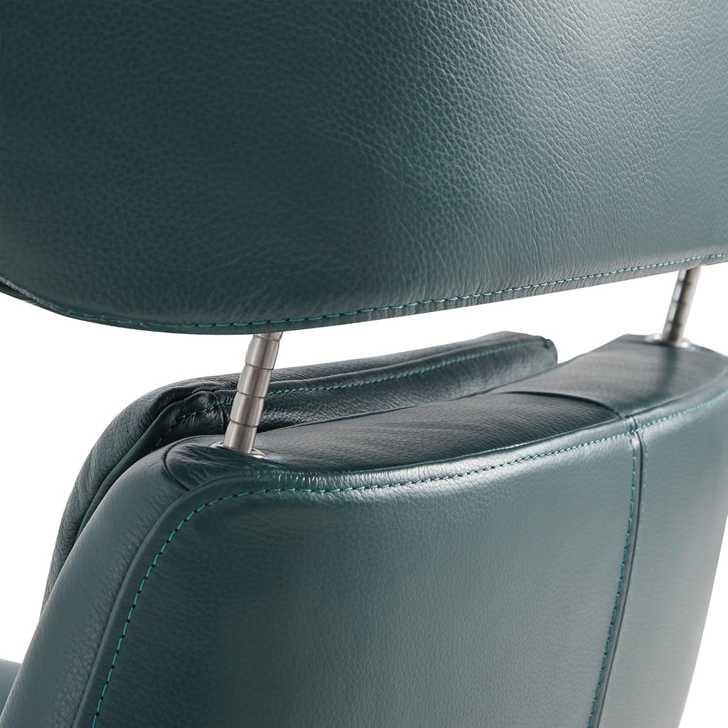 Modern Reclining Swivel Lounge Chair and Ottoman — Genuine Leather