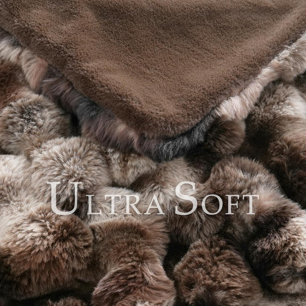 Fluffy Faux Fur Throw Blanket, Soft Plush Thick Cozy Fuzzy Luxury Minky Bubble Blanket, Tie-dye Coffee, 60" x 80"