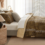 Petrichor Leopard Velvet Flannel King Comforter Set-Cheetah Print Western Blanket,Luxury Fuzzy Heavy Bedding Set,3