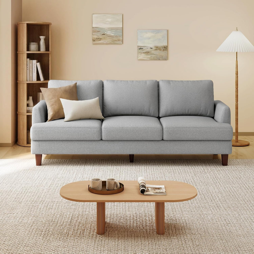Mid Century Modern Couches , 89" Comfy Grey Couch Sofa with 3-Seater Deep Seats, Upholstered Sofas Apartment