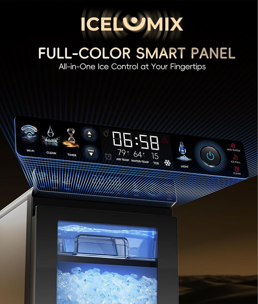 Nugget Ice Maker Countertop, First Full-Color Smart Panel 44 lbs/24H Ice Machine with APP & Voice Control