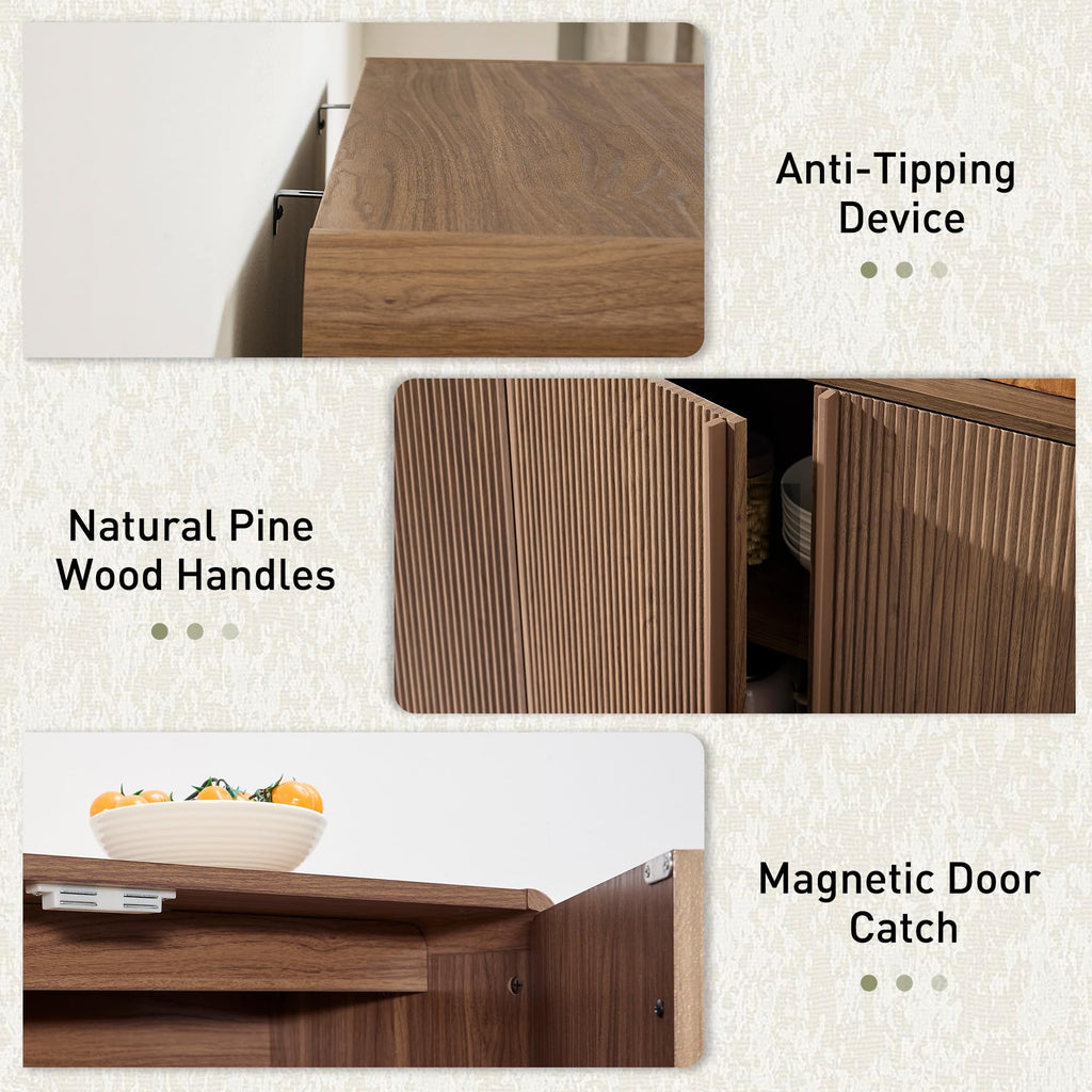 63" Modern Fluted TV Stand with Storage