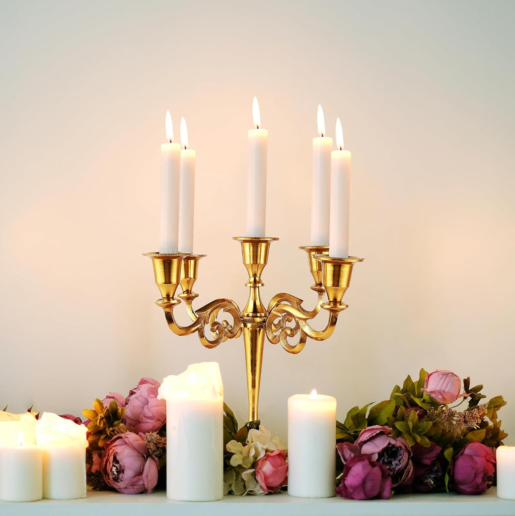 5 Arm Candelabra Taper Candle Holders Decorations Indoor Kitchen Décor Table Candles Candlestick Candelabra