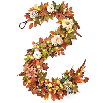 Fall Decorations, Fall Garland for Mantle with Lights