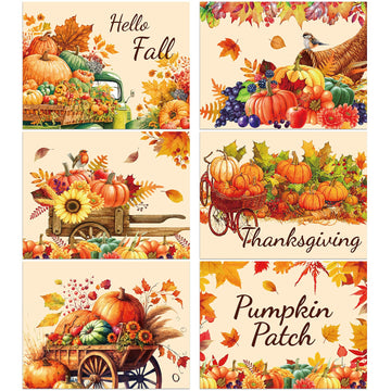 Fall Plastic Placemats Set of 6 Thanksgiving Table mats 17×13×0.04in