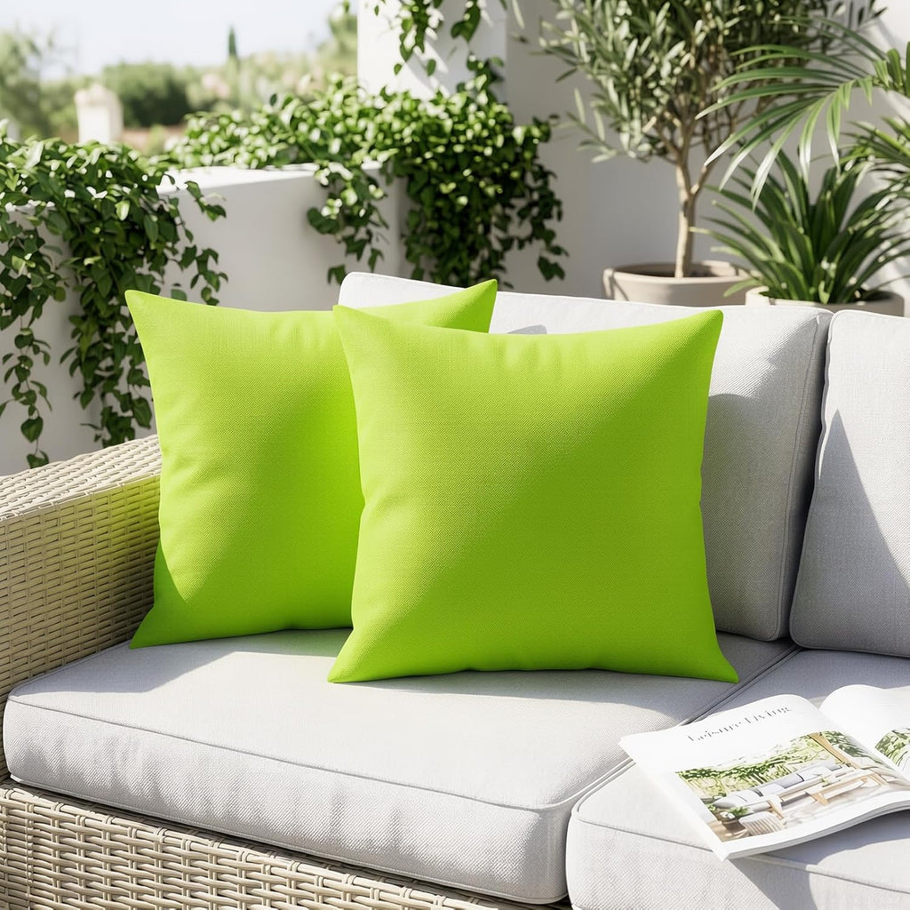 Waterproof Outdoor Throw Pillow Cover, 2 Pack Solid PU Coating Throw Pillow Case UV Protection Garden Cushion Cover