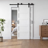 30x84 Inch White Double Barn Door Set - 5-Panel MDF Sliding Doors with 6FT Bypass Barn Door Hardware