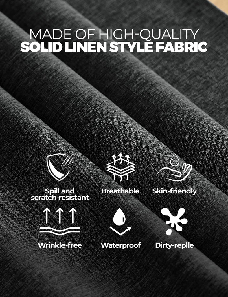 Black Extra Long Cloth Tablecloths for Rectangle Tables, Waterproof Reusable Dinning Table Cover Protector for