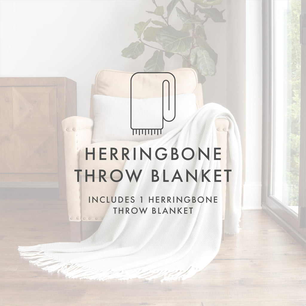 Beddings Elevate Your Comfort with Herringbone Throw Blanket - Luxurious Woven Ultra Soft Acrylic - Sized 50" W x 60"