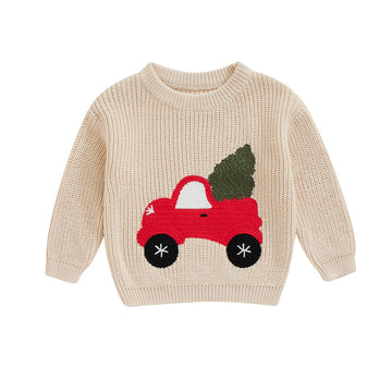 Newborn Toddler Baby Boy Girl Christmas Sweater Merry Embroidery Knitted Sweater Oversized Winter Warm Clothes
