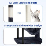 Cat Tree, Cat Tower for Indoor Cats, 43.3 inch Cat Tree Tower with Sturdy Steel Tube, Hammock
