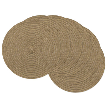 13 inch Round Braided Placemats Set of 6, Brown Washable Place Mats