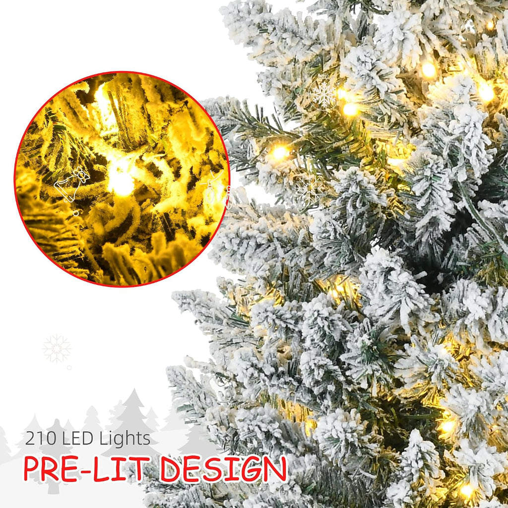 Pencil Christmas Tree 7' Tall Pre-Lit Slim Noble Fir Green