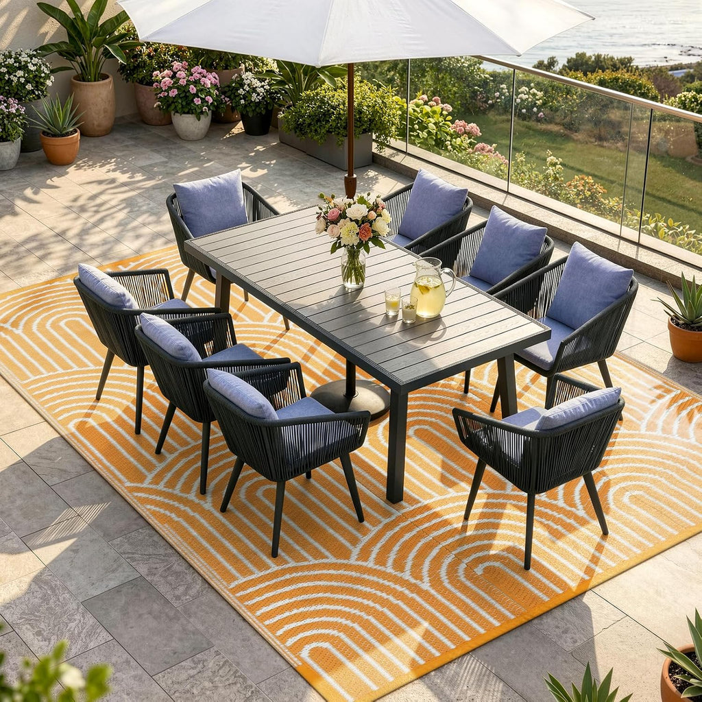 Outdoor Area Rugs 8x10 Waterproof, Plastic Reversible Rv Mats for Outside, Portable Lightweight Camp