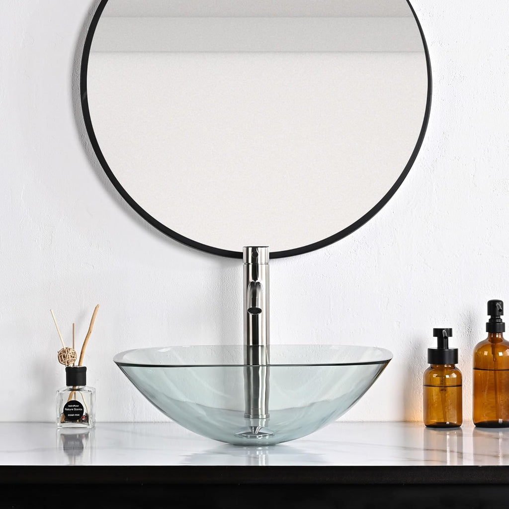 2 Pack Square Clear Tempered Glass Above Counter Vessel Bowl Vanity Sink Bathroom Kitchen Wash Basin
