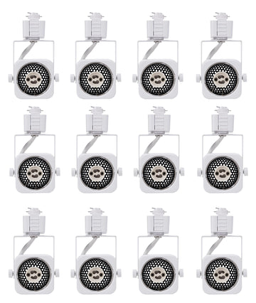 [12 Pack] H Type Track Lighting Heads to Gu10 Base Socket Light Direction Adjustable,Square,White