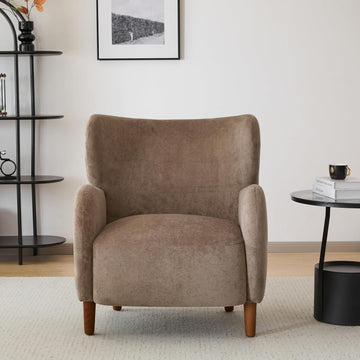 Dolly Mid-Century Modern Velvet Upholstered Wingback Club Chair, Living Room Lounge Chair for Relaxation, Reading